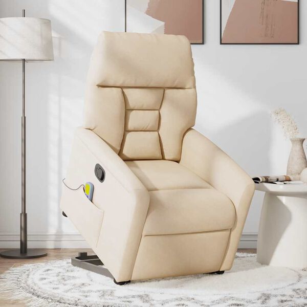 vidaXL Massagesessel mit Aufstehhilfe Beige Mikrofasergewebe