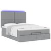 vidaXL Ottoman-Bett mit Matratze & LEDs Hellgrau 140x200 cm Stoff