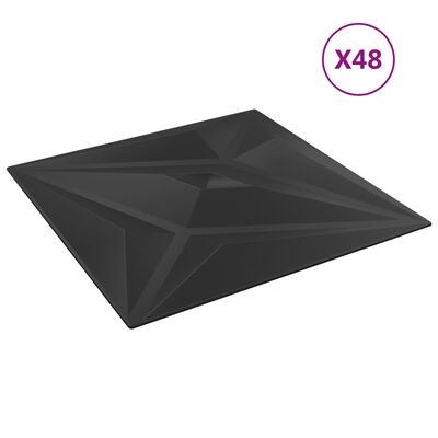 vidaXL Wandpaneele 48 Stk. Schwarz 50x50 cm XPS 12 m² Stern
