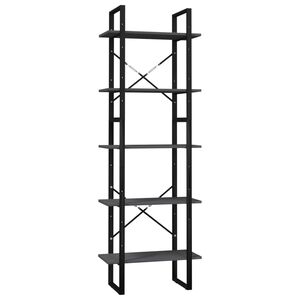 vidaXL B&uuml;cherregal 5 F&auml;cher Grau 60x30x175 cm Massivholz Kiefer