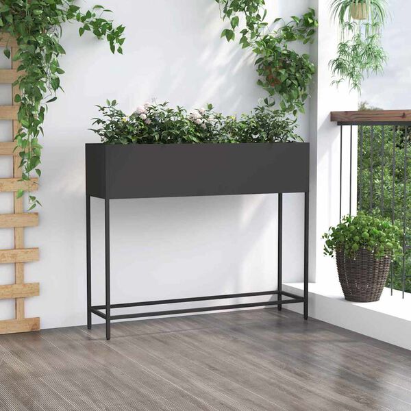 vidaXL Hochbeet Gartenpflanzer Schwarz 100 x 26 x 82 cm Stahl