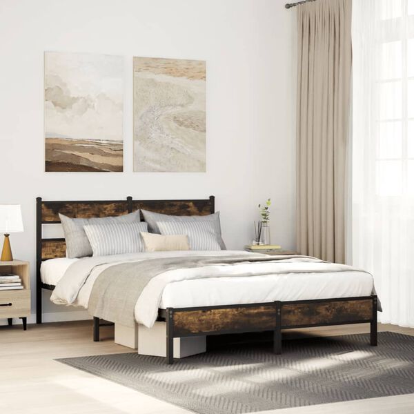 vidaXL Bettgestell ohne Matratze R&auml;uchereiche 90x190 cm Holzwerkstoff