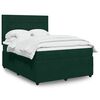 vidaXL Boxspringbett mit Matratze Dunkelgr&uuml;n 160x200 cm Samt