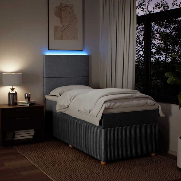 vidaXL Boxspringbett mit Matratze Hellgrau 80x200 cm Stoff