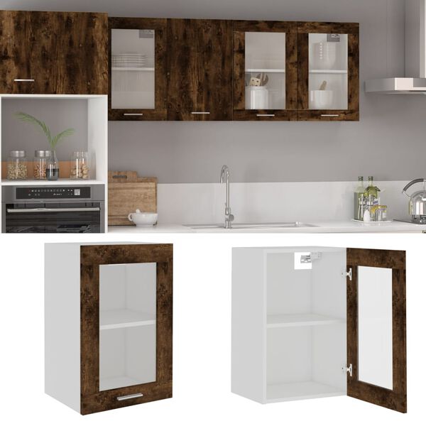 vidaXL H&auml;ngeschrank Lyon Glas R&auml;uchereiche 40x31x60 cm Holzwerkstoff