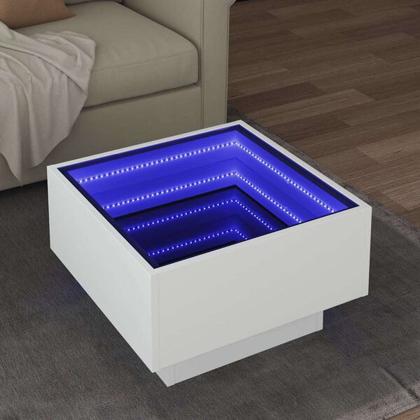 vidaXL LED-Couchtisch Wei&szlig; 50x50x30 cm Holzwerkstoff