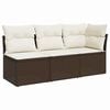 vidaXL Gartensofa mit Kissen 3-Sitzer Braun Poly Rattan