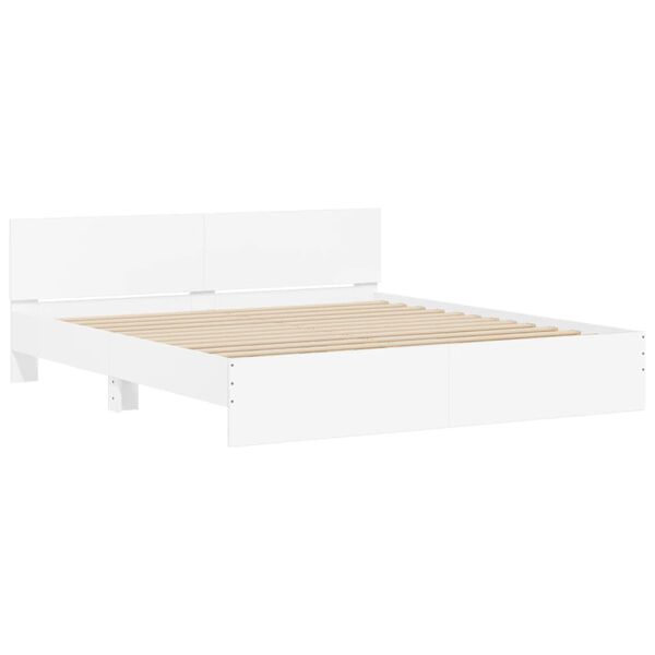 vidaXL Bettgestell mit Kopfteil Wei&szlig; 200x200 cm