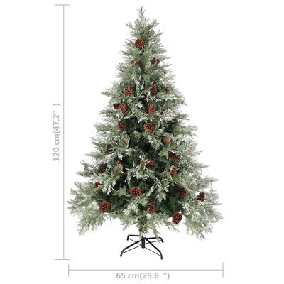 vidaXL Weihnachtsbaum mit Beleuchtung und Kiefernzapfen 120 cm PVC&PE