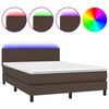 vidaXL Boxspringbett mit Matratze & LED Braun 140x190 cm Kunstleder