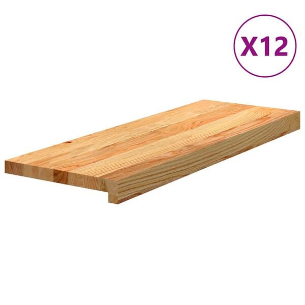 vidaXL Treppenstufen 12 Stk. Hellbraun 70x25x2 cm Massivholz Eiche