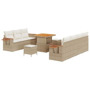 vidaXL Gartensofa-set 10 stk. Beige Poly-Rattan
