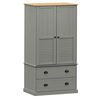 vidaXL Kleiderschrank VIGO Grau 90x55x170 cm Massivholz Kiefer