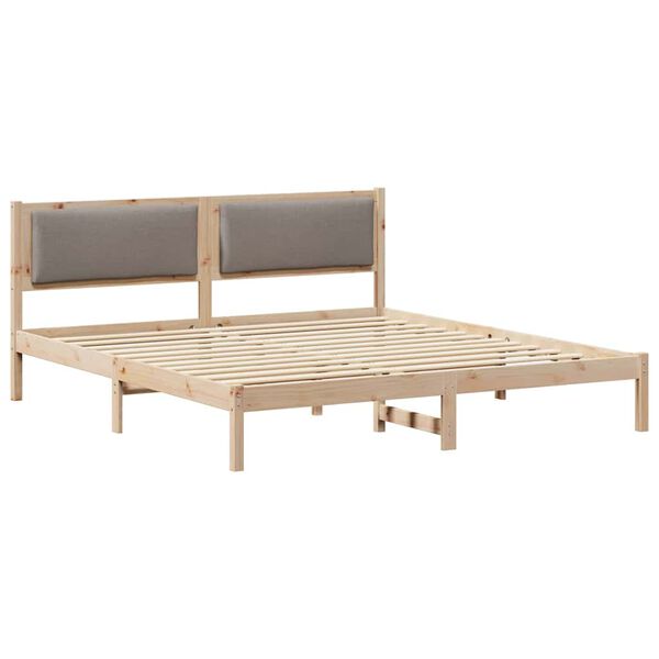 vidaXL Bettrahmen mit Kopfteil Taupe 180 x 200 cm Massives Kiefernholz