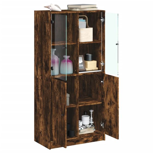 vidaXL Highboard mit T&uuml;ren R&auml;uchereiche 68x37x142 cm Holzwerkstoff