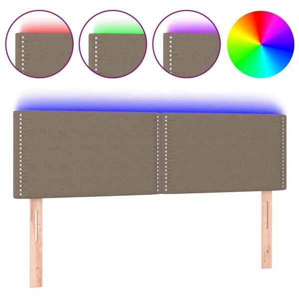 vidaXL LED Kopfteil Taupe 144x5x78/88 cm Stoff