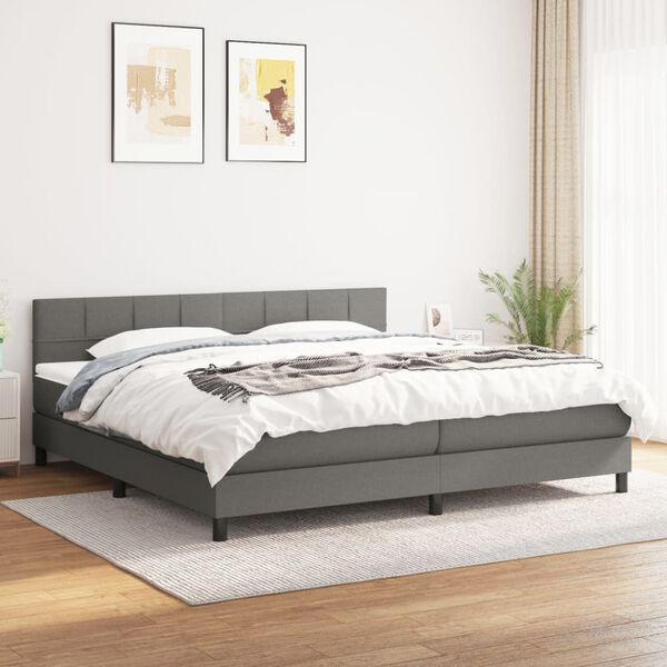 vidaXL Boxspringbett mit Matratze Dunkelgrau 180x200 cm Stoff