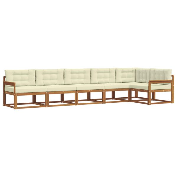 vidaXL Outdoor-Sofagarnitur mit Kissen 6 pcs Natur und Creme
