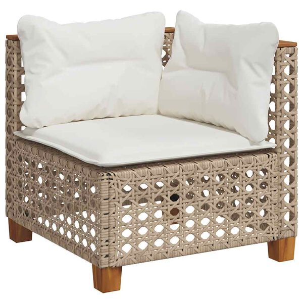 vidaXL 5-tlg. Garten-Sofagarnitur mit Kissen Beige Poly Rattan