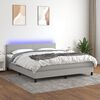 vidaXL Boxspringbett mit Matratze & LED Hellgrau 180x200 cm Stoff