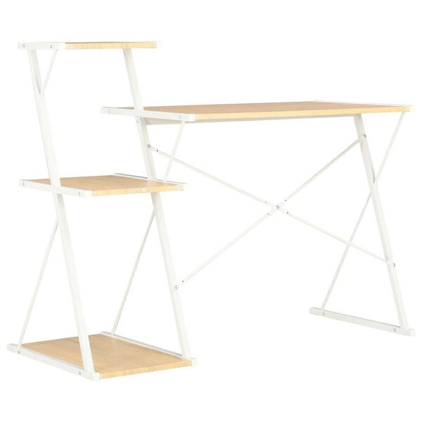 vidaXL Schreibtisch mit Regal Wei&szlig; und Eiche 116&times;50&times;93 cm