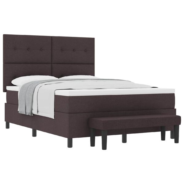 vidaXL Boxspringbett mit Matratze Dunkelbraun 140 x 200 cm Stoff