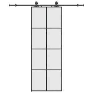 vidaXL Schiebet&uuml;r mit Beschlag Schwarz 76x205 cm ESG-Glas