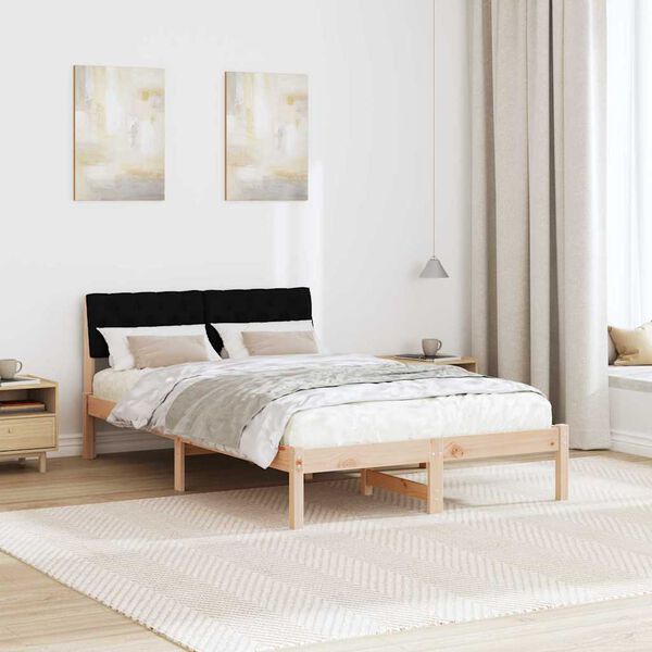 vidaXL Bettgestell Braun und Schwarz 120 x 190 cm Massivholz Kiefer