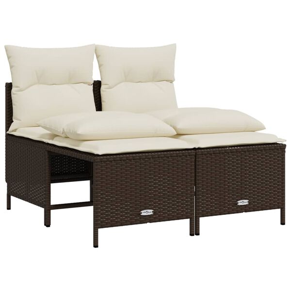 vidaXL 5-tlg. Garten-Sofagarnitur mit Kissen Braun Poly Rattan