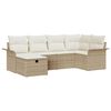 vidaXL Garten-Sofa-Set mit Kissen mit Speicher 6 pcs Beige Poly Rattan