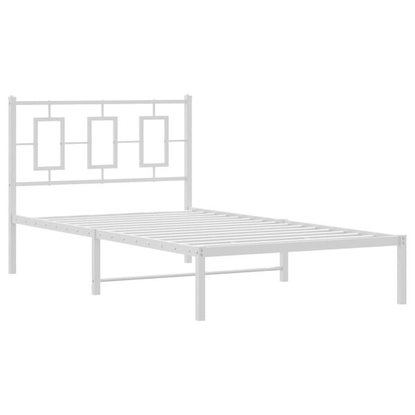 vidaXL Bettgestell mit Kopfteil Metall Wei&szlig; 100x190 cm