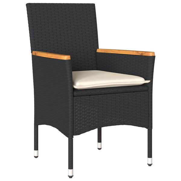 vidaXL 9-tlg. Garten-Essgruppe mit Kissen Schwarz Poly Rattan Akazie