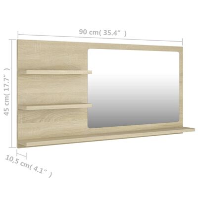 vidaXL Badspiegel Sonoma-Eiche 90x10,5x45 cm Holzwerkstoff