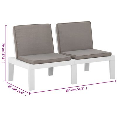 vidaXL 6-tlg. Garten-Lounge-Set mit Auflagen Kunststoff Weiß