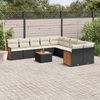 vidaXL 11-tlg. Garten-Sofagarnitur mit Kissen Schwarz Poly Rattan