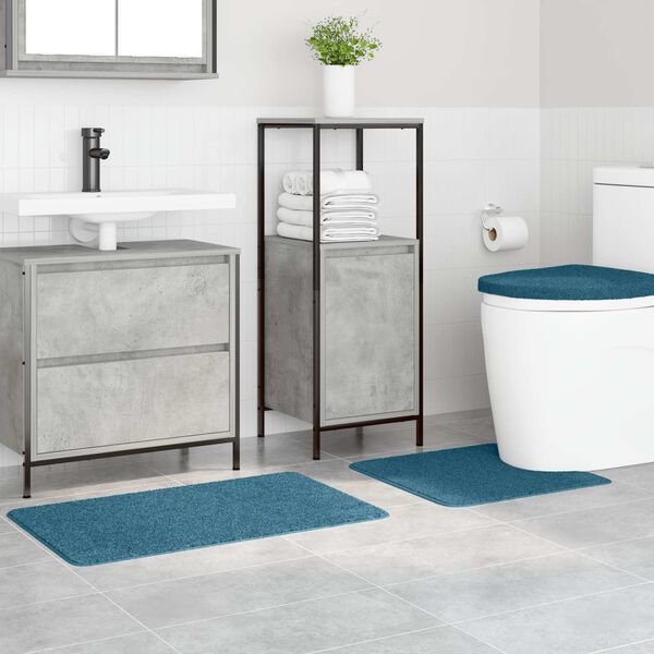 vidaXL Anti-Rutsch Badematten-Set 3 pcs Blau PP
