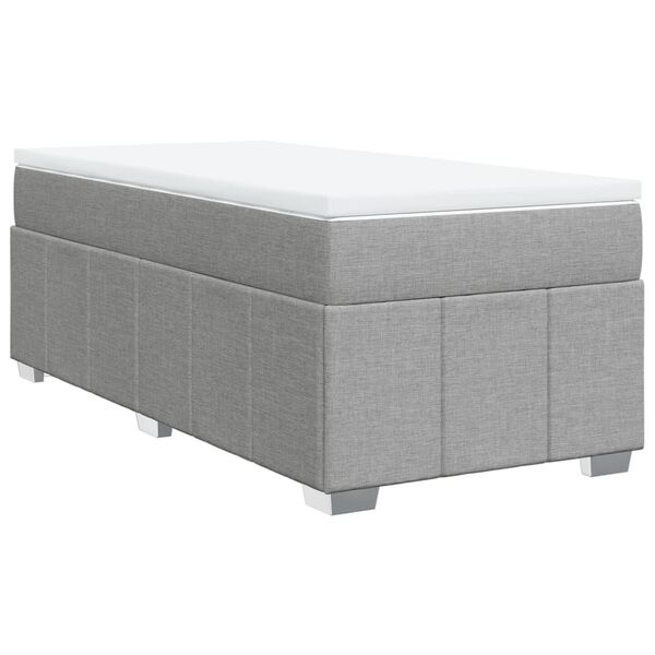 vidaXL Boxspringbett mit Matratze Hellgrau 90x200 cm Stoff