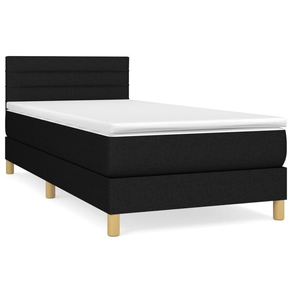 vidaXL Boxspringbett mit Matratze Schwarz 90x200 cm Stoff