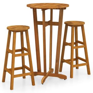 vidaXL 3-tlg. Bar-Set Massivholz Akazie