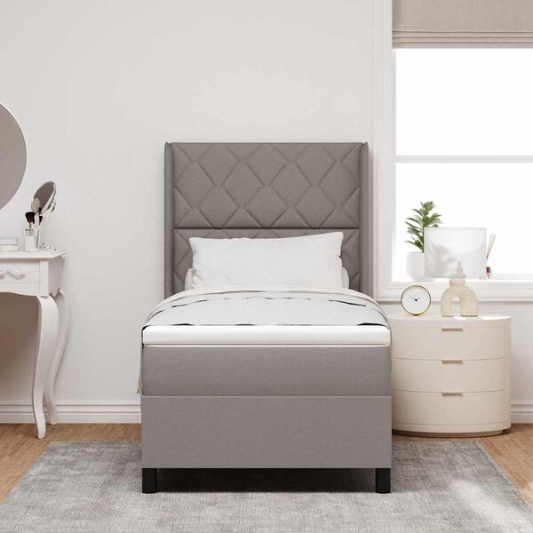 vidaXL Boxspringbett mit Matratze Taupe 100 x 200 cm Stoff