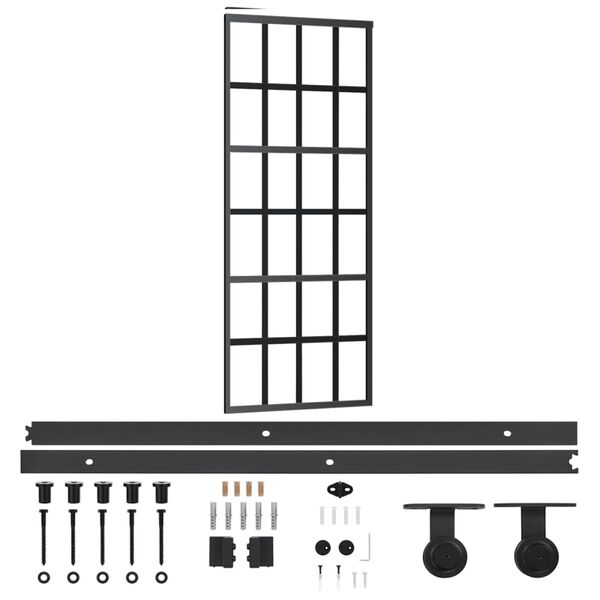 vidaXL Schiebet&uuml;r mit Beschlag ESG-Glas & Aluminium 76x205 cm