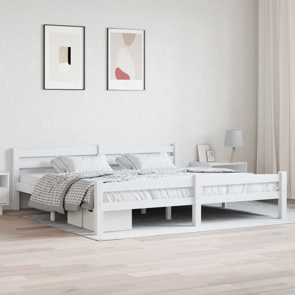 vidaXL Massivholzbett Wei&szlig; Kiefer 200x200 cm