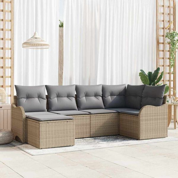 vidaXL Gartensofa-set Beige Poly-Rattan