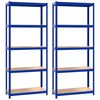 vidaXL Regale mit 5 B&ouml;den 2 Stk. Blau Stahl & Holzwerkstoff