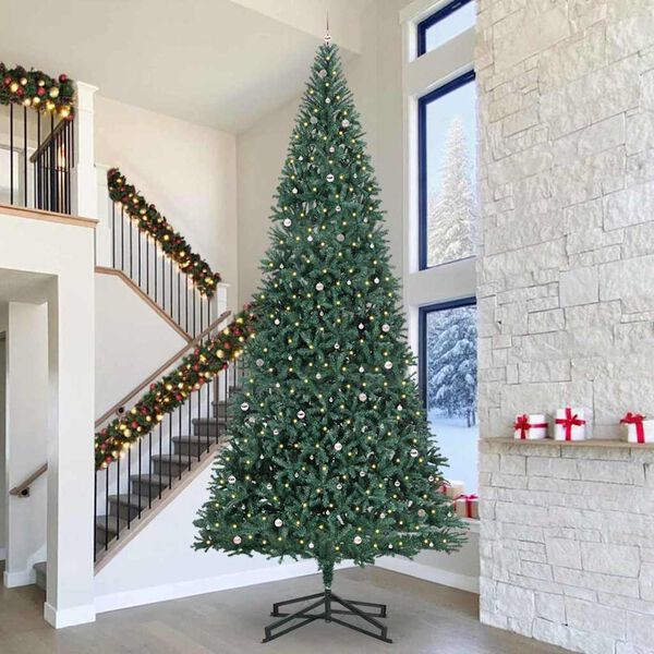 vidaXL K&uuml;nstlicher vorbeleuchteter Weihnachtsbaum mit Kugelset 500 cm