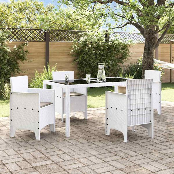vidaXL Gartenstuhl mit Kissen 4 pcs Wei&szlig; 53 x 49 x 85 cm Polypropylen