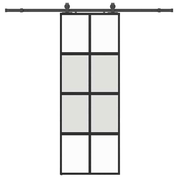 vidaXL Schiebet&uuml;r mit Beschlag Schwarz 76x205 cm Hartglas
