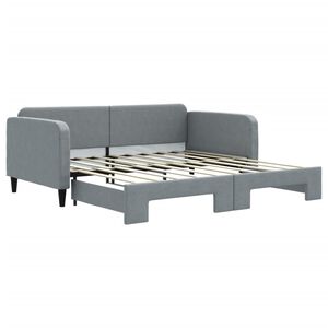 vidaXL Tagesbett Ausziehbar Hellgrau 100x190 cm Stoff