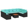 vidaXL Gartensofa-set 10 stk. Schwarz Poly-Rattan