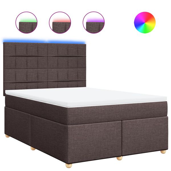 vidaXL Boxspringbett mit Matratze Dunkelbraun 160x200 cm Stoff